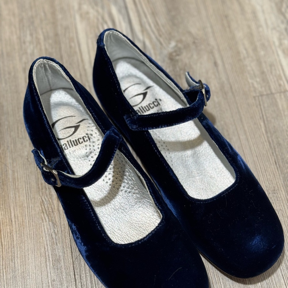 Gallucci Navy Velvet Mary Jane Shoes